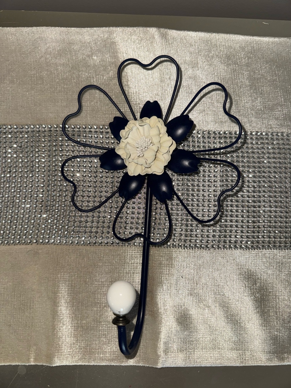 Like new, Hobby Lobby, navy blue floral wall hook